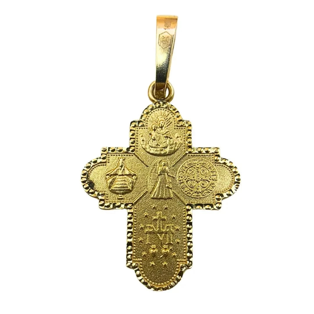 14kt Yellow Gold 4-Way Cross Medal 1" x 0.7" (Medal Only)