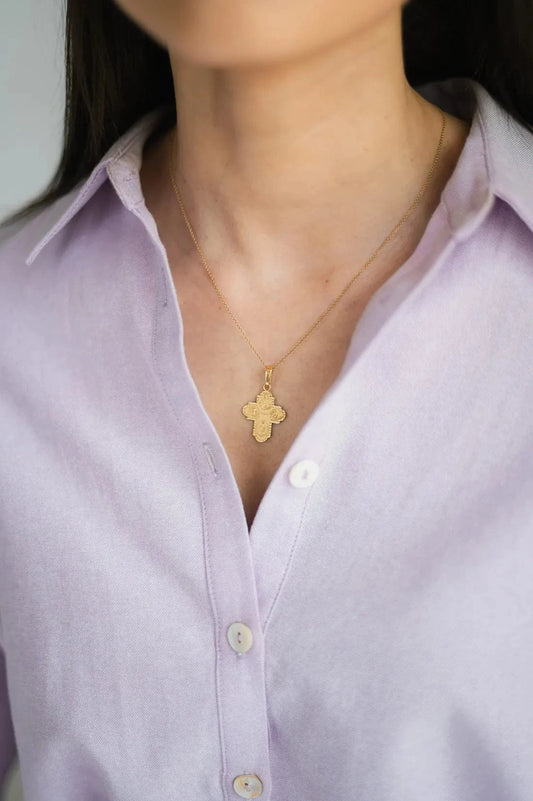 14kt Yellow Gold 4-Way Cross Medal 1" x 0.7" (Medal Only)