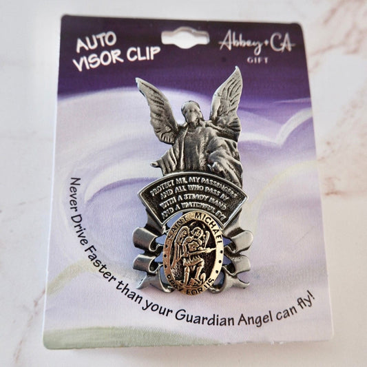 Guardian Angel St Michael Auto Visor Clip