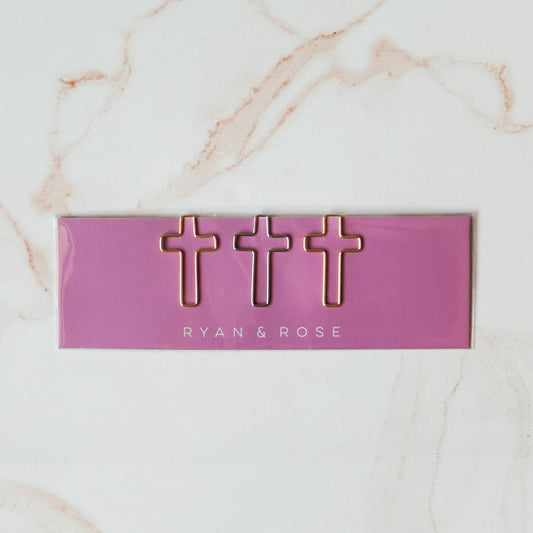Faith bookmark and cross-shaped paper clips featuring “Trust in the Lord with all your heart” from Proverbs 3:5, perfect for Bible study, school, or everyday use.