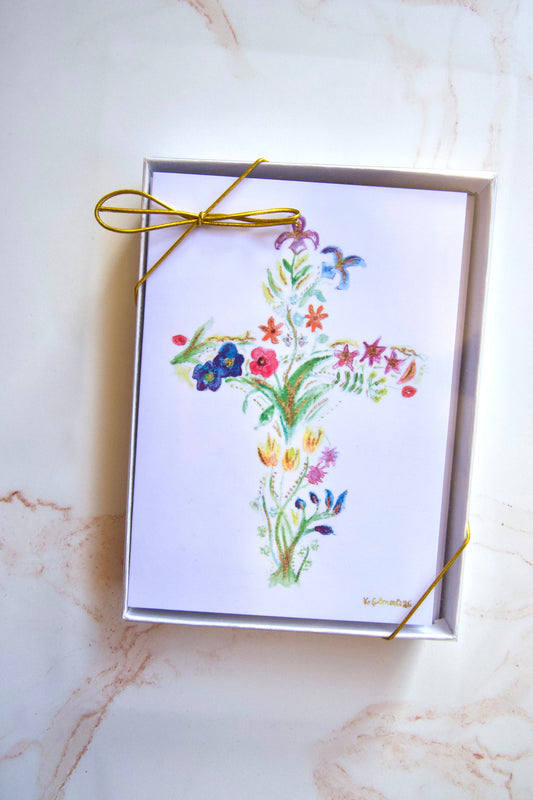 Flower Cross Blank Cards