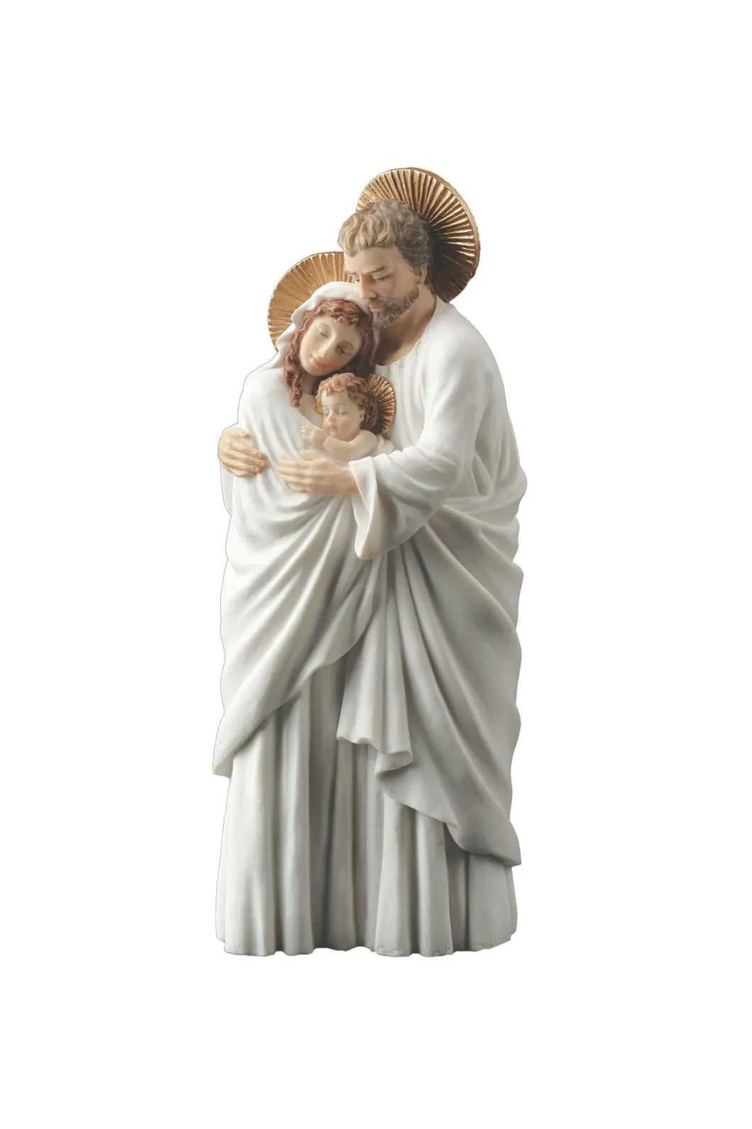 Holy Family in White | Hand Painted Features 10"
