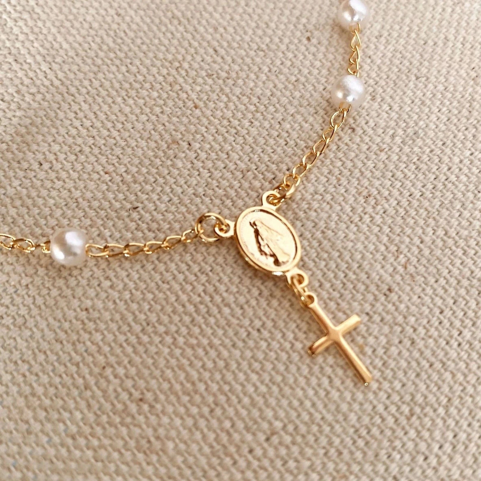 18k Gold Filled Rosary Bracelet