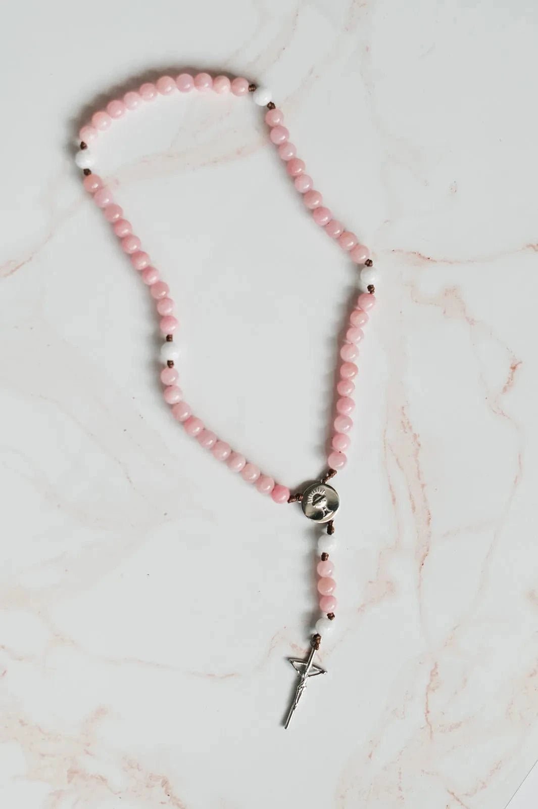 First Communion Rosary Pink