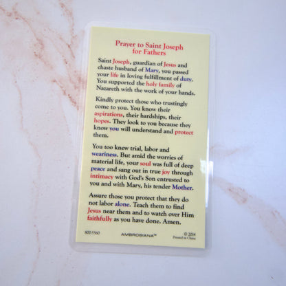 St. Joseph Laminated Prayer Card for Fathers