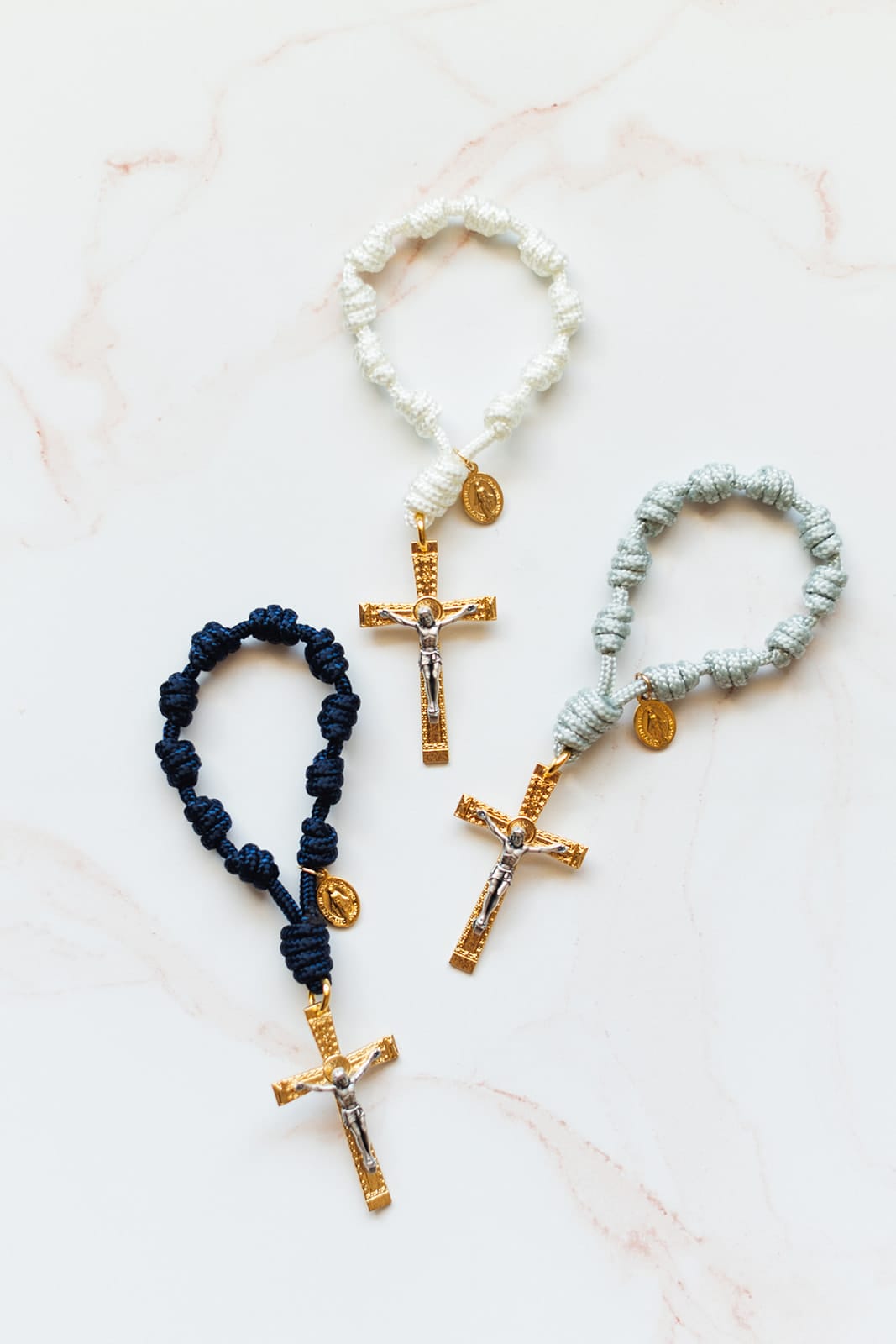 Rope Pocket Rosaries_White_Grey_Navy