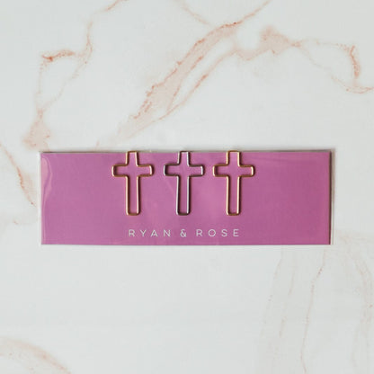 Faith bookmark and cross-shaped paper clips featuring “Trust in the Lord with all your heart” from Proverbs 3:5, perfect for Bible study, school, or everyday use.
