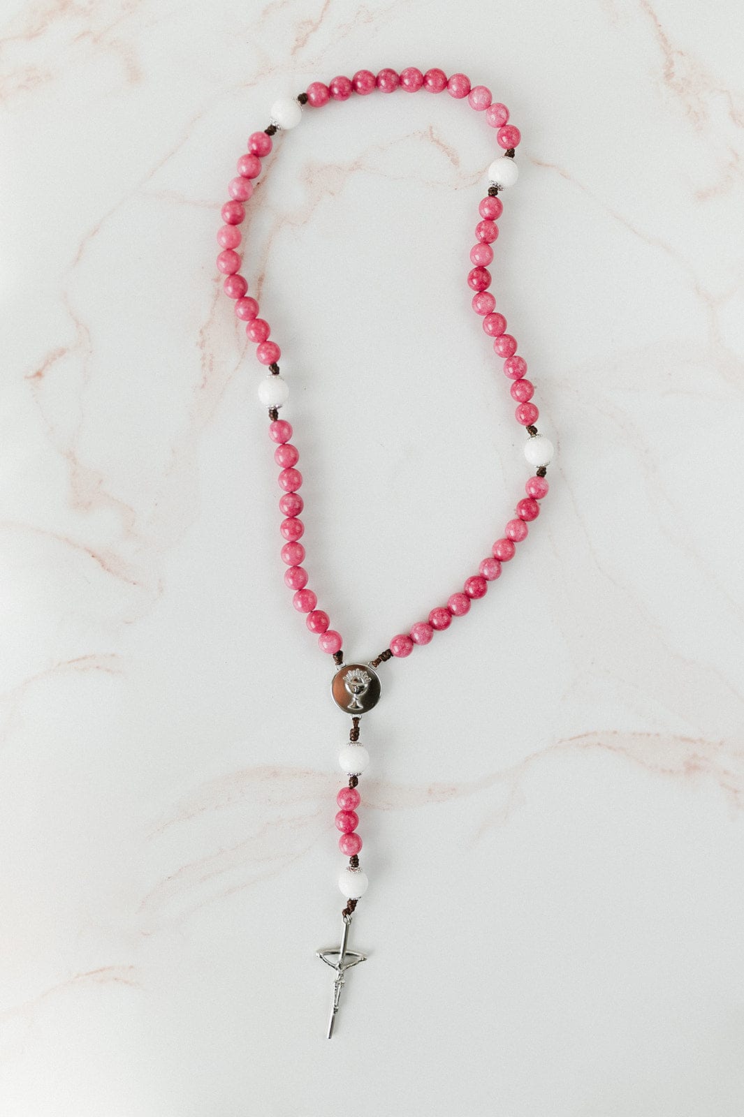 Abundantly Yours First Communion Rosary Pink