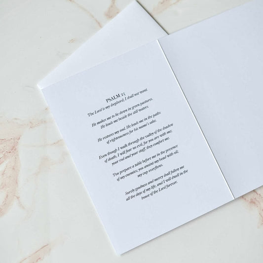 Flower Cross with Psalm 23 Blank Greeting Card