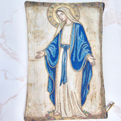 Large Rosary Zipper Pouch of Mother Mary