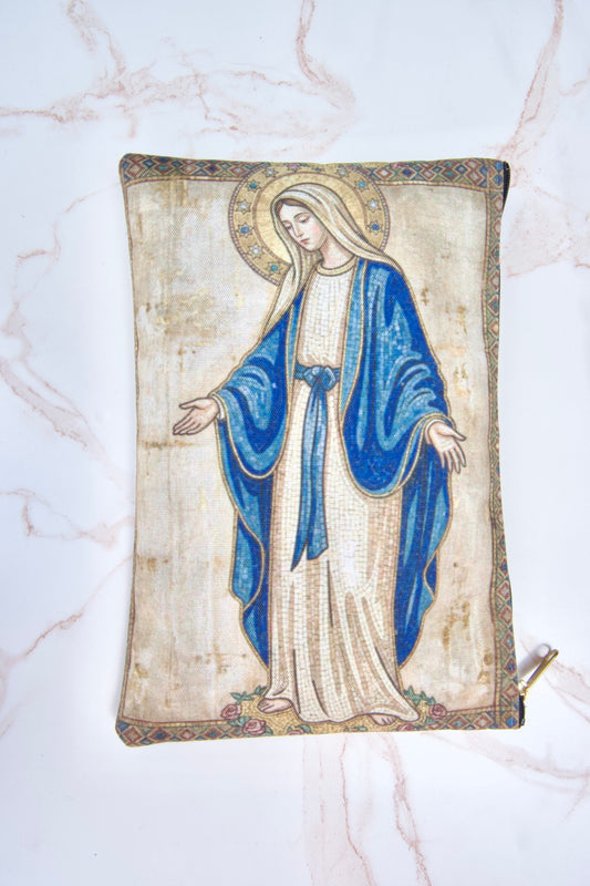 Large Rosary Zipper Pouch of Mother Mary