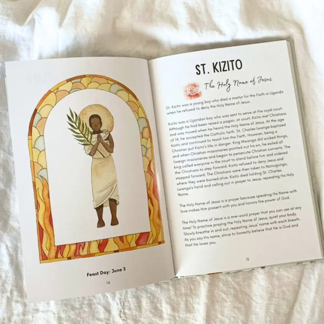 Saints for Boys book page or cover featuring St. Kizito