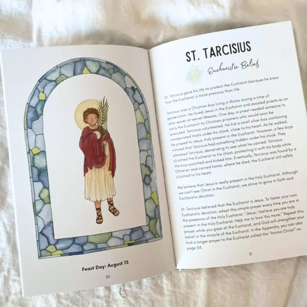Interior pages of the Saints for Boys book