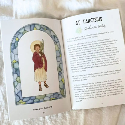 Interior pages of the Saints for Boys book